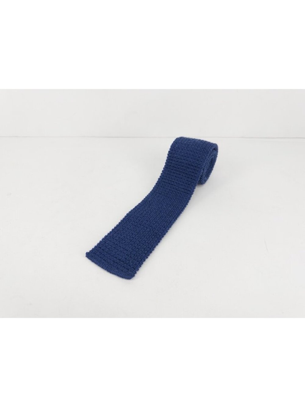 Rooster Knit Tie Blue Square End Wool Mohair 2.25”x53.5" Roosternit VTG
